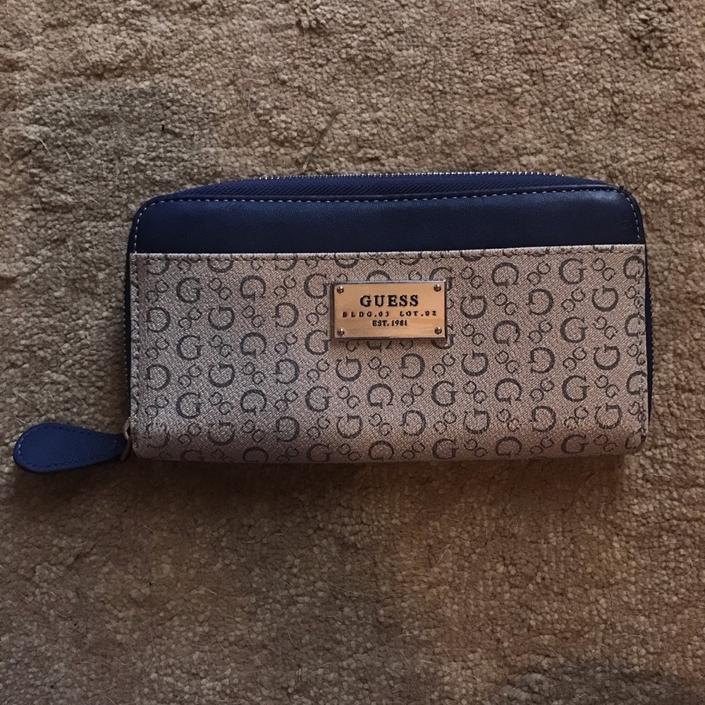 navy/brown guess wallet